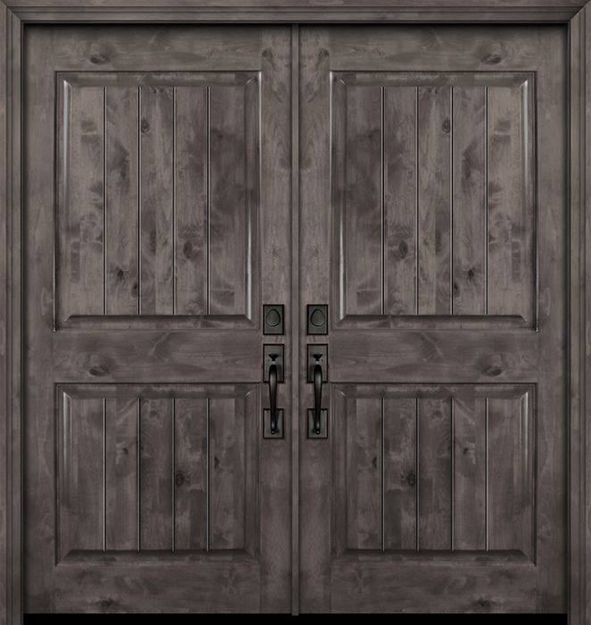 42" x 80" Double 2 Panel Square V-Grooved Estancia Alder Door