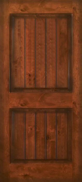 80" 2 Panel Square V-Grooved Estancia Alder Door