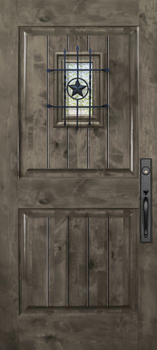 42&quot; x 80&quot; 2 Panel Square Estancia Alder Door with Speakeasy