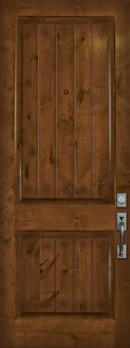 96" 2 Panel V-Grooved Estancia Alder Door