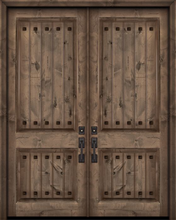 42&quot; x 96&quot; Double 2 Panel Estancia Alder Door with Clavos