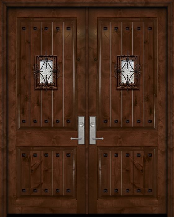 96&quot; Double 2 Panel Estancia Alder Door with Speakeasy &amp; Clavos