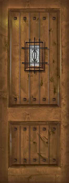 96&quot; 2 Panel Estancia Alder Door with Speakeasy &amp; Clavos