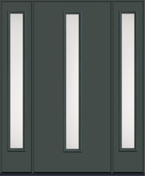 80 Satin Etch Modern Pulse Linea Centered Smooth Fiberglass Single Door,Sidelites , WBD Impact