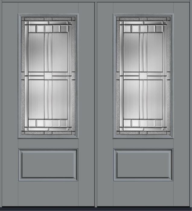 80 Saratoga 3/4 Lite 1 Panel Smooth Fiberglass Double Doors , WBD Impact