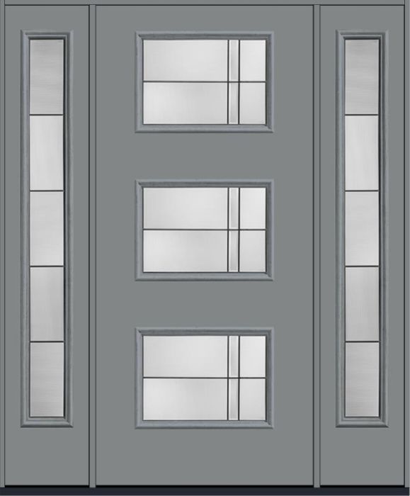 80 Axis Modern Pulse Ari 3-Lite Smooth Fiberglass Single Door,Sidelites , WBD Impact