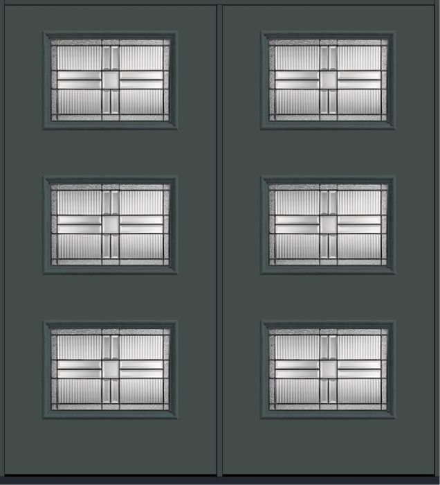 80 Saratoga Modern Pulse Ari 3-Lite Smooth Fiberglass Double Doors , WBD Impact