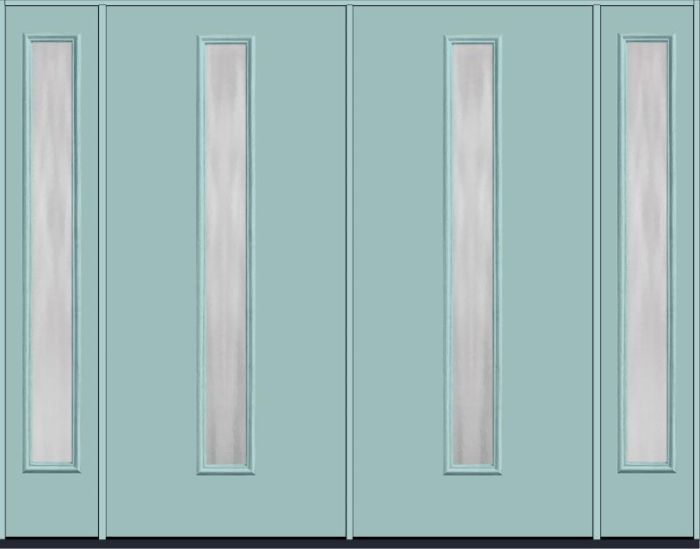80 Chinchilla Modern Pulse Linea Centered Smooth Fiberglass Double Door,Sidelites , WBD Impact