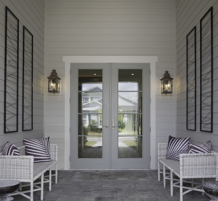 Low-e Full Lite, 10 Lite SDL Fiberglass Double Door, Impact Rated