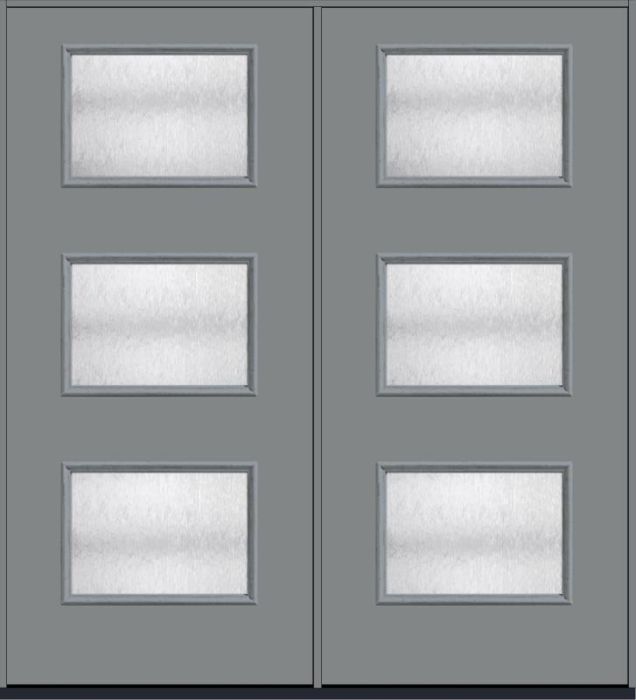 80 Chord Modern Pulse Ari 3-Lite Smooth Fiberglass Double Doors , WBD Impact