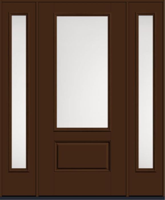 80 Satin Etch 3/4 Lite 1 Panel Smooth Fiberglass Single Door,Sidelites , WBD Impact