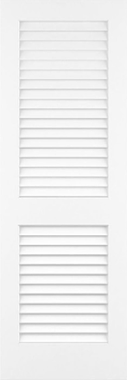 80" 1-3/4" Primed Wood Plantation Louver over Louver Single Door