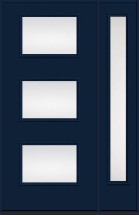 80 Low-E Modern Pulse Ari 3-Lite Smooth Fiberglass Single Door,Sidelite , WBD Impact