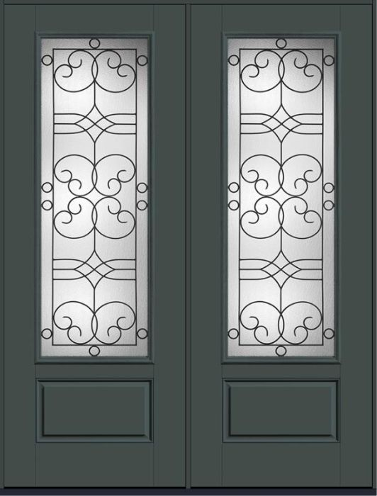 96 Salinas 3/4 Lite 1 Panel Smooth Fiberglass Double Doors , WBD Impact