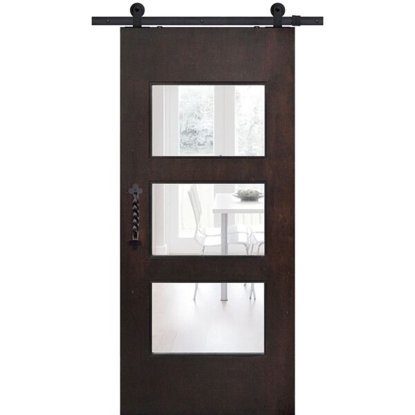 80" 3-Lite Santa Monica Contemporary Birch Single Door