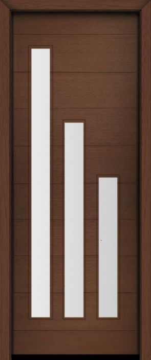 96" Mahogany Flores Diagonal 3 Lite V1 Contemporary Modern Single Door