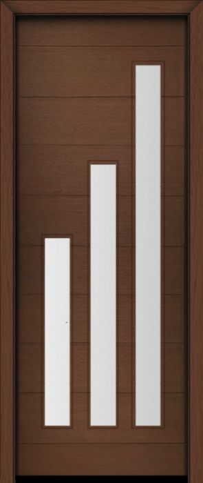 96" Mahogany Flores Diagonal 3 Lite V1 Contemporary Modern Single Door