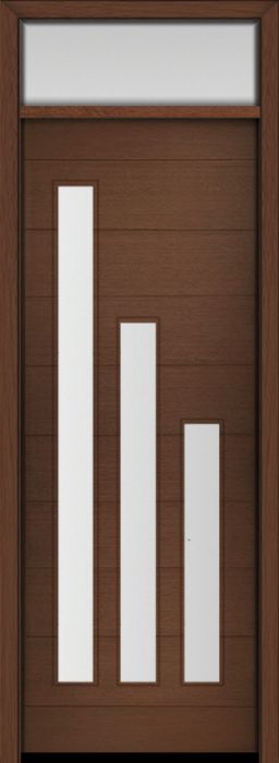 96" Mahogany Flores Diagonal 3 Lite V1 Contemporary Modern Single Door & Rec Transom