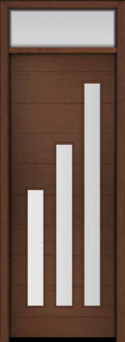 96" Mahogany Flores Diagonal 3 Lite V1 Contemporary Modern Single Door & Rec Transom