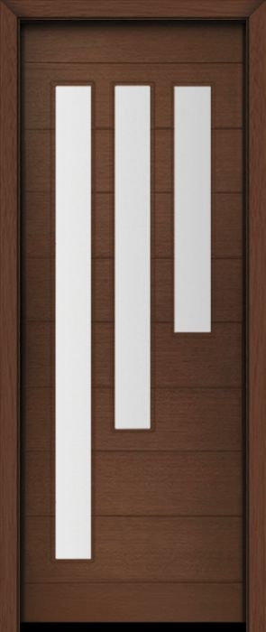 96" Mahogany Flores Diagonal 3 Lite V2 Contemporary Modern Single Door