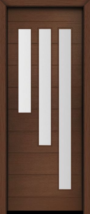 96" Mahogany Flores Diagonal 3 Lite V2 Contemporary Modern Single Door