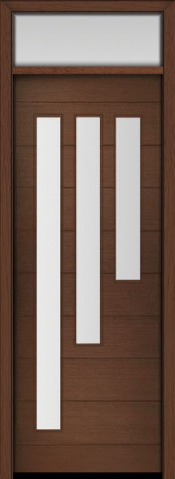 96" Mahogany Flores Diagonal 3 Lite V2 Contemporary Modern Single Door & Rec Transom