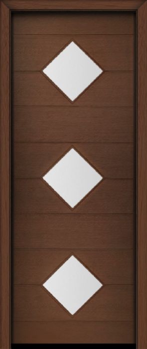 96" Mahogany Flores Diamond 3 Lite Contemporary Modern Single Door