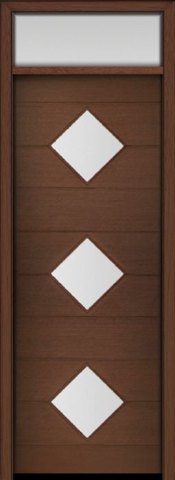 96" Mahogany Flores Diamond 3 Lite Contemporary Modern Single Door & Rec Transom
