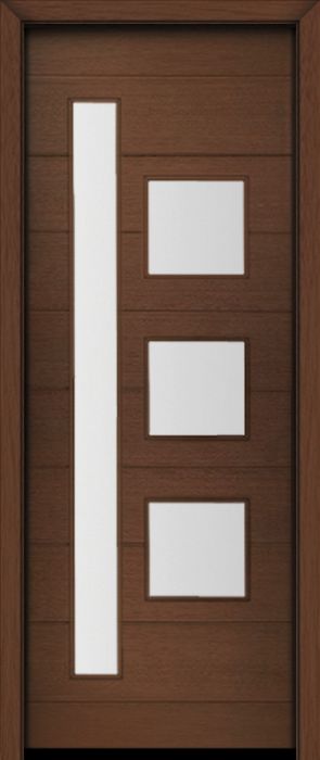 96" Mahogany Flores Mix 4 Lite Contemporary Modern Single Door