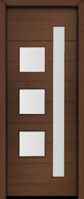 96" Mahogany Flores Mix 4 Lite Contemporary Modern Single Door