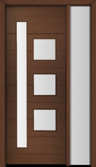 96" Mahogany Flores Mix 4 Lite Contemporary Modern Single Door/Sidelite