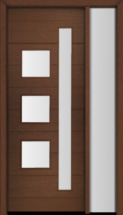 96" Mahogany Flores Mix 4 Lite Contemporary Modern Single Door/Sidelite