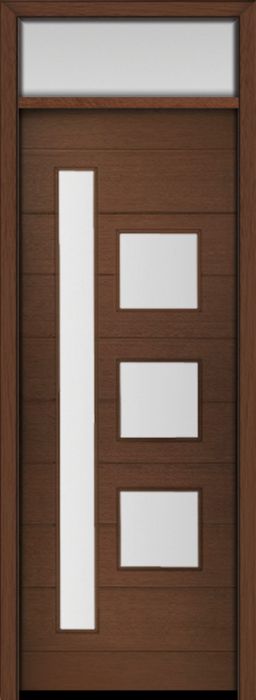 96" Mahogany Flores Mix 4 Lite Contemporary Modern Single Door & Rec Transom