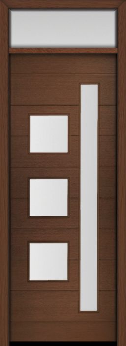 96" Mahogany Flores Mix 4 Lite Contemporary Modern Single Door & Rec Transom