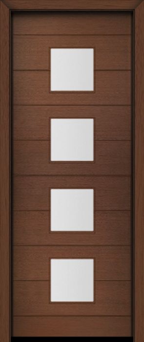 96" Mahogany Flores Square 4 Lite Contemporary Modern Single Door