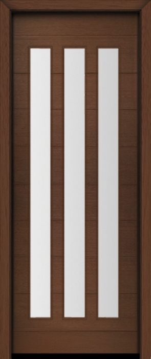96" Mahogany Flores Vertical 3 Lite Contemporary Modern Single Door