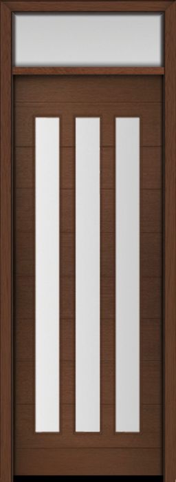 96" Mahogany Flores Vertical 3 Lite Contemporary Modern Single Door & Rec Transom