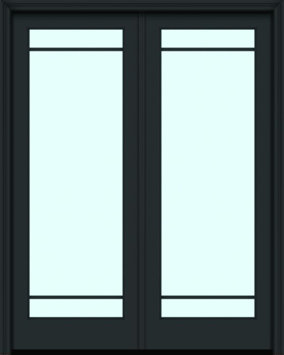 Impact 96" Full Lite 3 Lite Horizontal SDL Nova 90 Modern Smooth Fiberglass Double Door