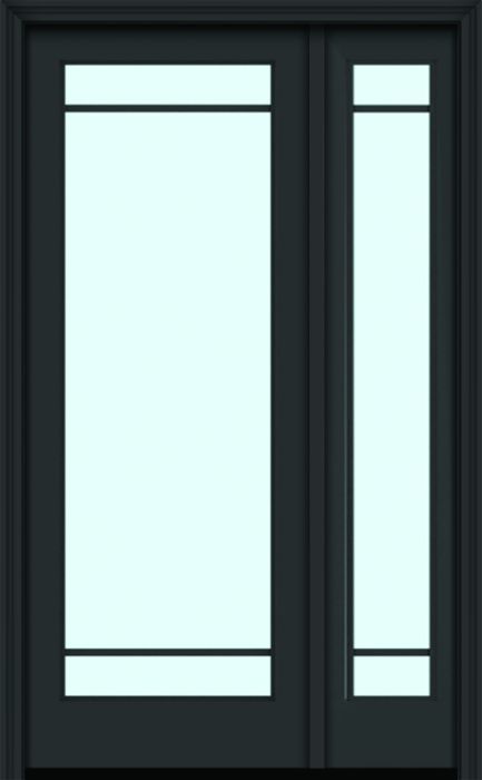 96" Full Lite 3 Lite Horizontal SDL Nova 90 Modern Smooth Fiberglass Single Door, Sidelite