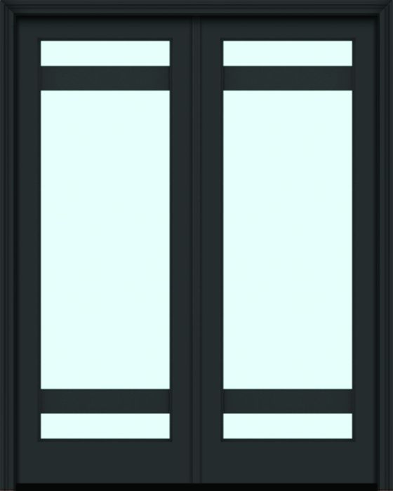 96" Full Lite 3 Lite Horizontal 5" SDL Nova 90 Modern Smooth Fiberglass Double Door