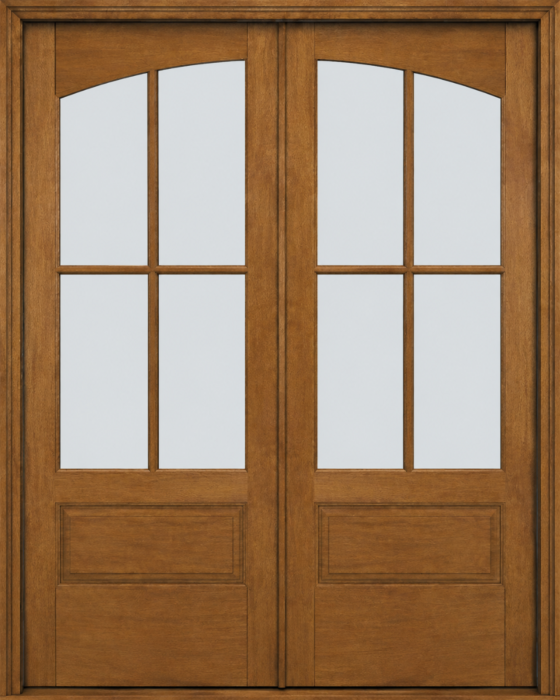 Mahogany Arch Lite, 3/4 Lite 4 Lite SDL 1 Panel Double Door|G7504-ARP-OG