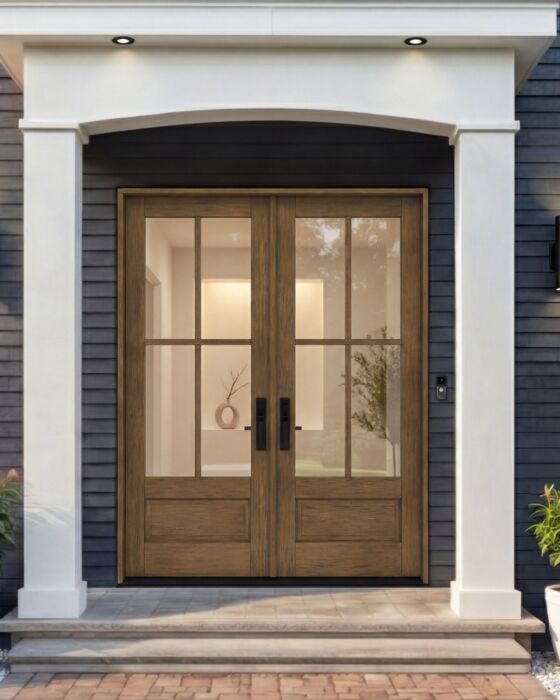 G7504 | 96"  | Mahogany Wood SDL 3/4 Lite,4 Lite 1-3/4" Exterior Double Door - DIY RTA Kit