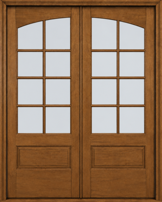 Mahogany Arch Lite, 3/4 Lite 8 Lite SDL 1 Panel Double Door|G7508-ARP-OG