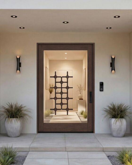 Grava | 1, Full Glass, Full SDO Mid-Century Modern Shaker Pivot Door