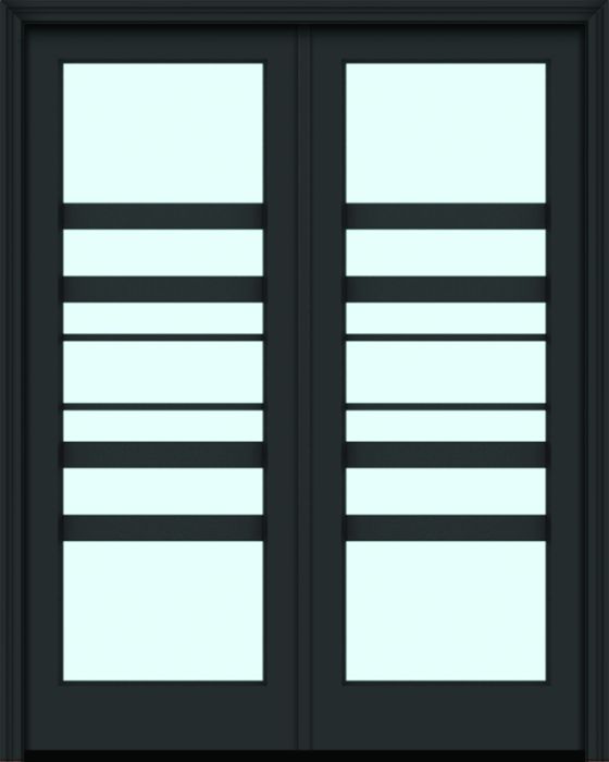 96" Full Lite 7 Lite 3.5" Designer SDL Horizon Nova 90 Modern Smooth Fiberglass Double Door
