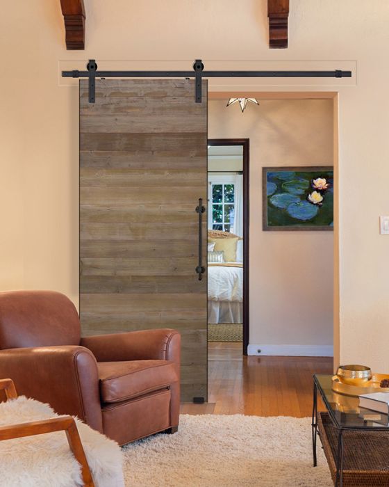 Horizontal 4 Rustic Farmhouse Barn Single Door, Pine