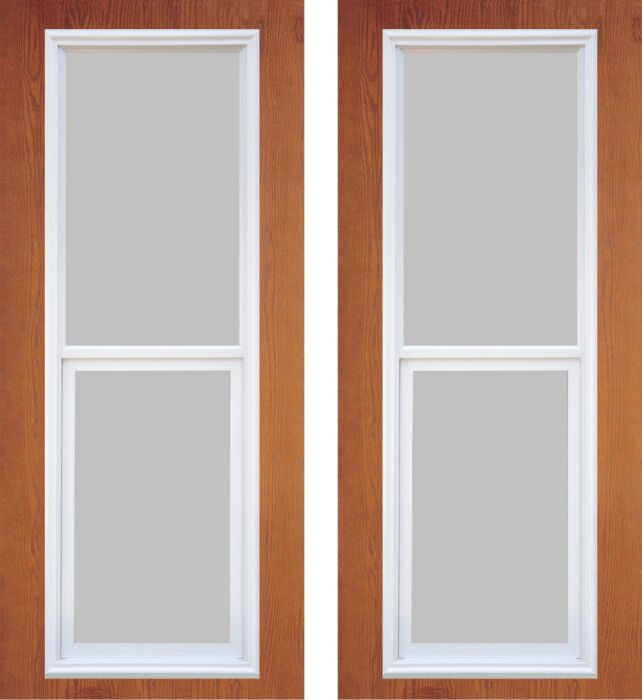 80" Vent Full Lite Woodgrain Fiberglass Double Door, HVHZ Impact