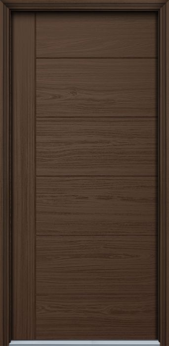 80" Flush Panel Modern Teakgrain Fiberglass Single Door, WBD Impact