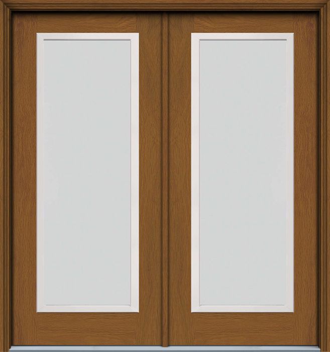 80" Blanca Narrow Full Lite Contemporary Woodgrain Fiberglass Double Door, HVHZ Impact