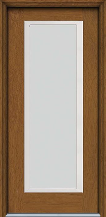 80" Blanca Narrow Full Lite Contemporary Woodgrain Fiberglass Single Door, WBD Impact
